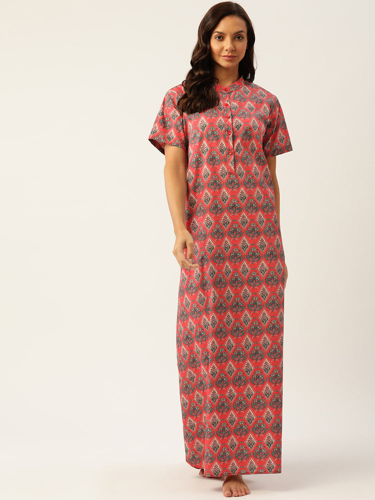 Load image into Gallery viewer, RED GREEN FLORAL GOWN