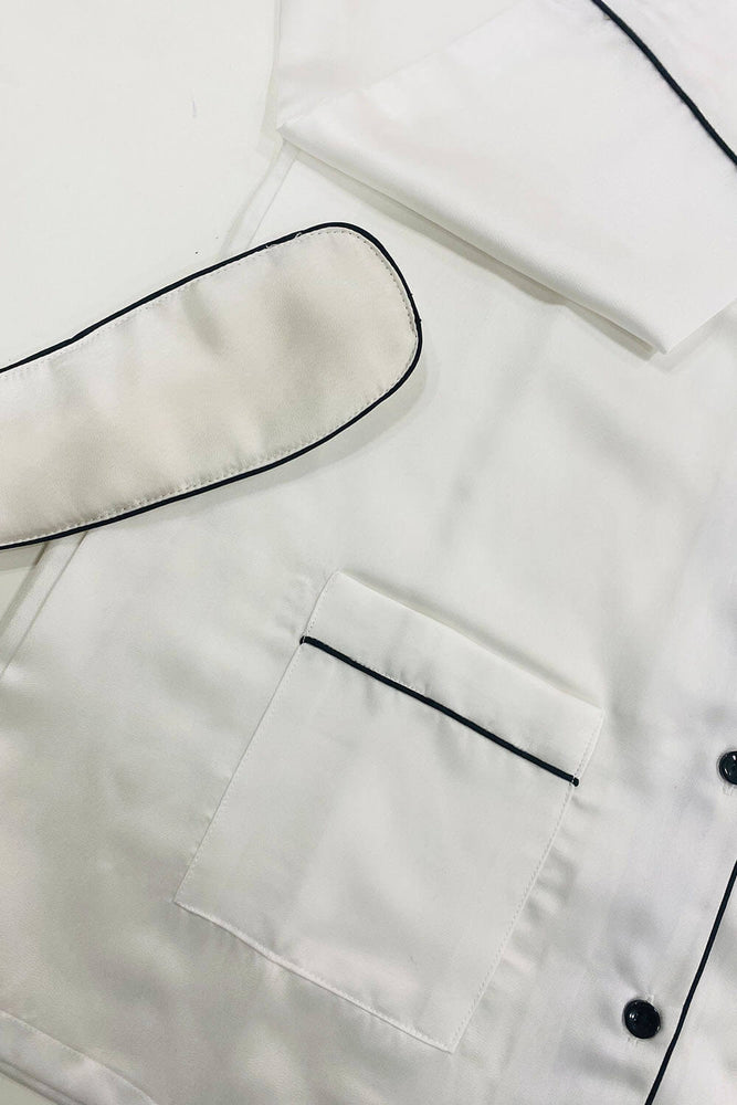 Load image into Gallery viewer, White Notched Collar Luxe Satin