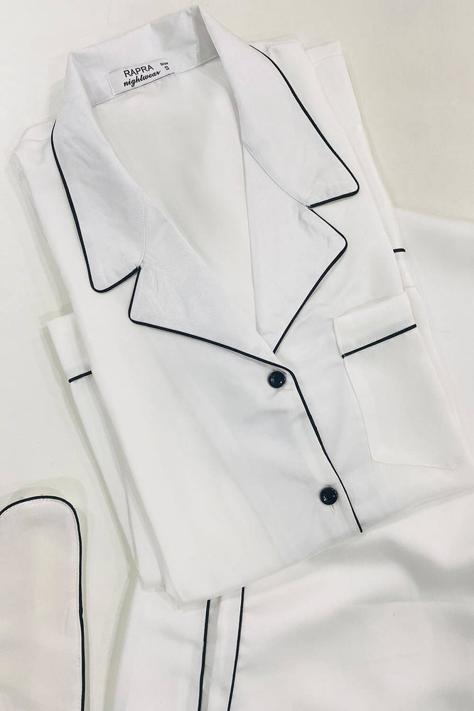 Load image into Gallery viewer, White Notched Collar Luxe Satin