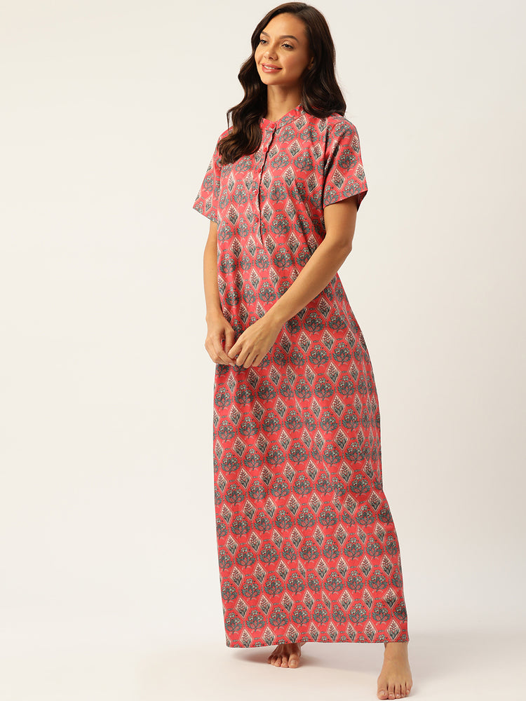 Load image into Gallery viewer, RED GREEN FLORAL GOWN