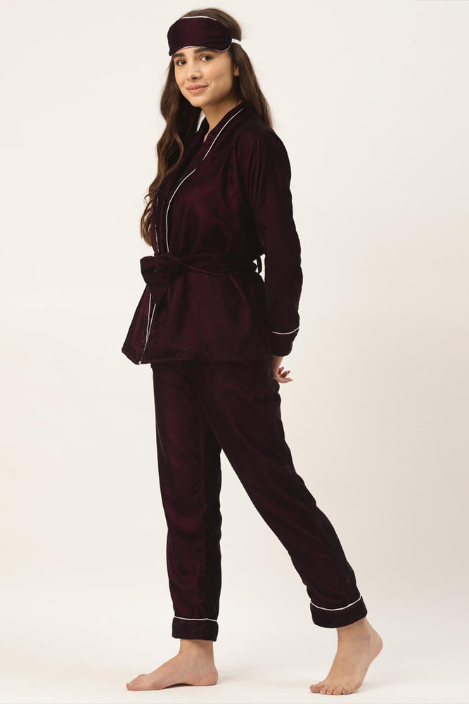 Load image into Gallery viewer, WINE VELVET ROBE