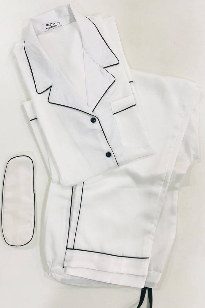 Load image into Gallery viewer, White Notched Collar Luxe Satin