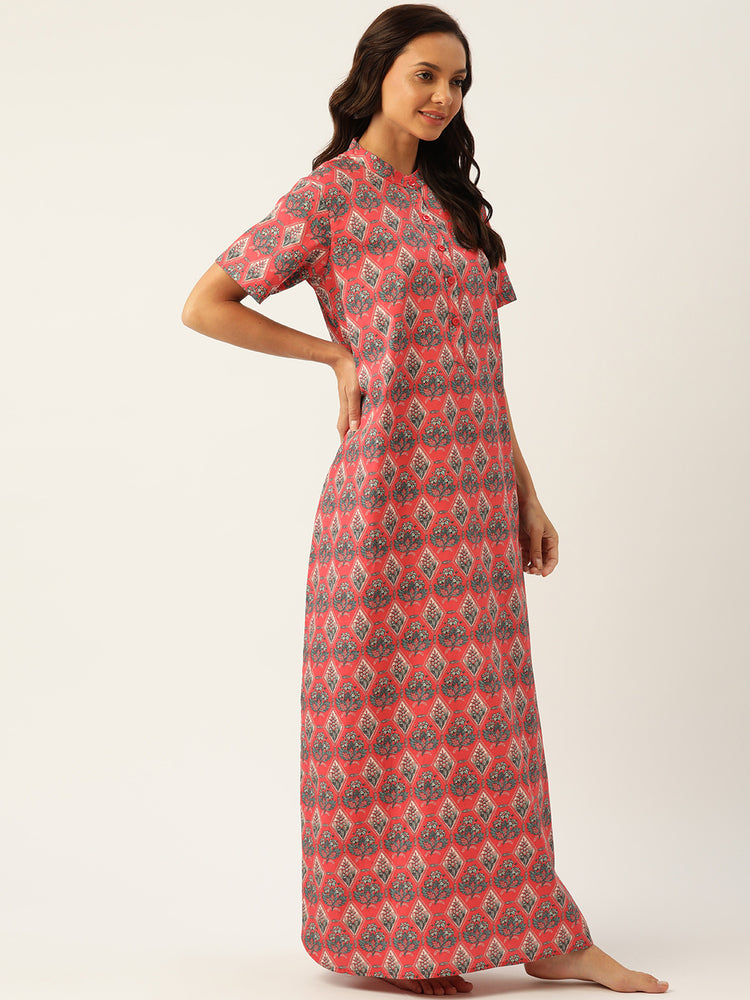 Load image into Gallery viewer, RED GREEN FLORAL GOWN