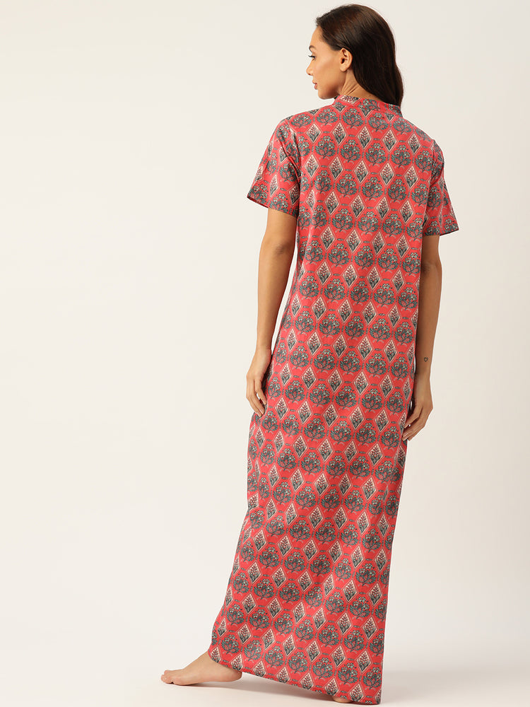 Load image into Gallery viewer, RED GREEN FLORAL GOWN