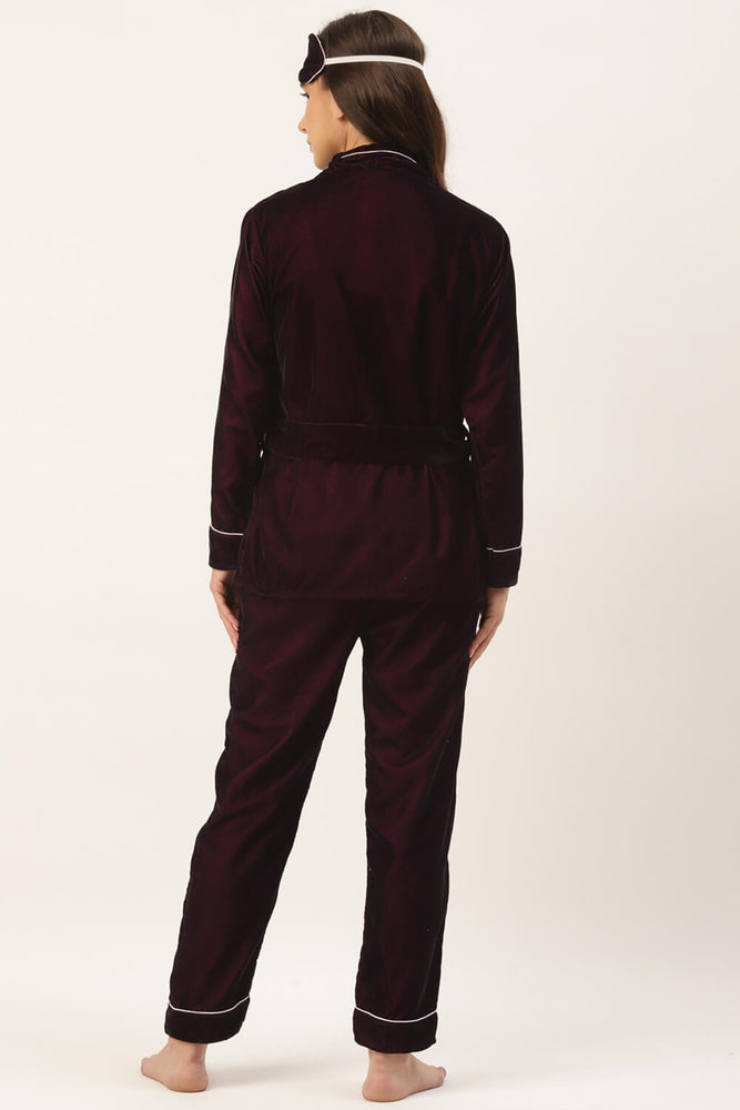 Load image into Gallery viewer, WINE VELVET ROBE