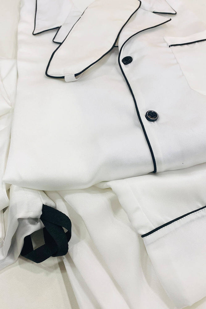 Load image into Gallery viewer, White Notched Collar Luxe Satin