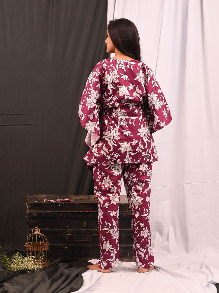 Load image into Gallery viewer, WINE LILY KAFTAN SET