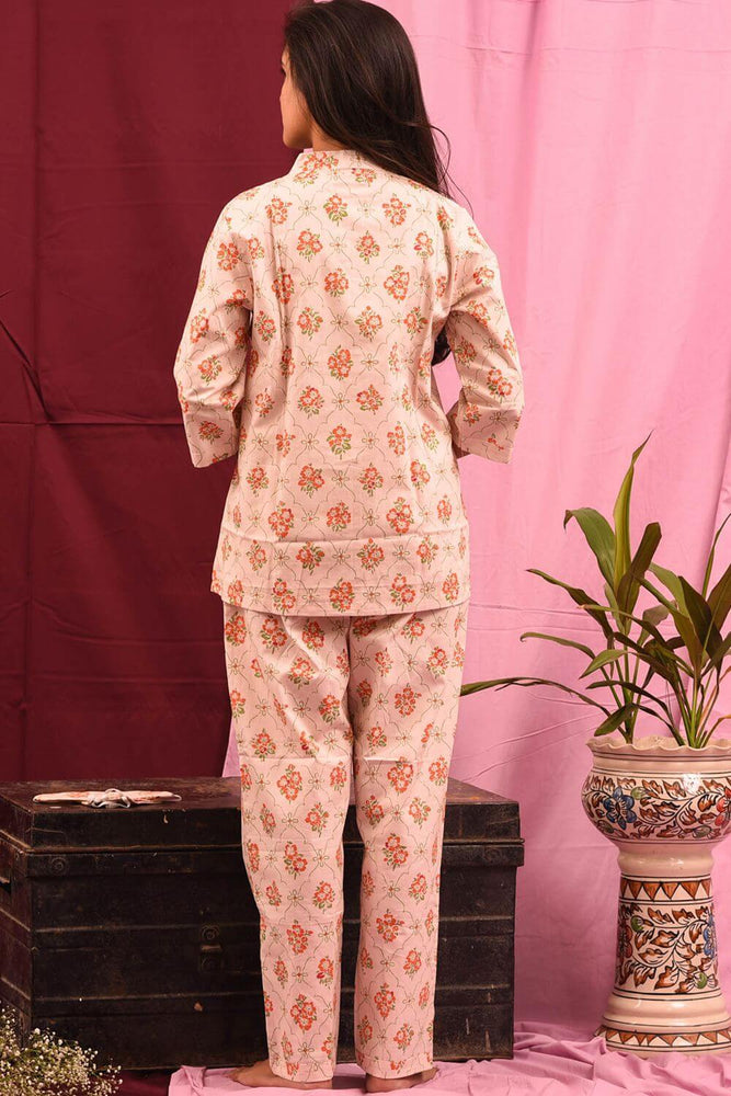 Load image into Gallery viewer, CREAM ORANGE HIGH NECK LOUNGE-WEAR SET