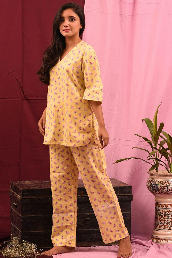 Load image into Gallery viewer, MELON BAR V NECK LOUNGE-WEAR SET