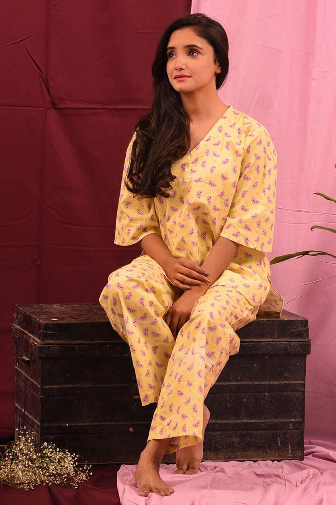 Load image into Gallery viewer, MELON BAR V NECK LOUNGE-WEAR SET