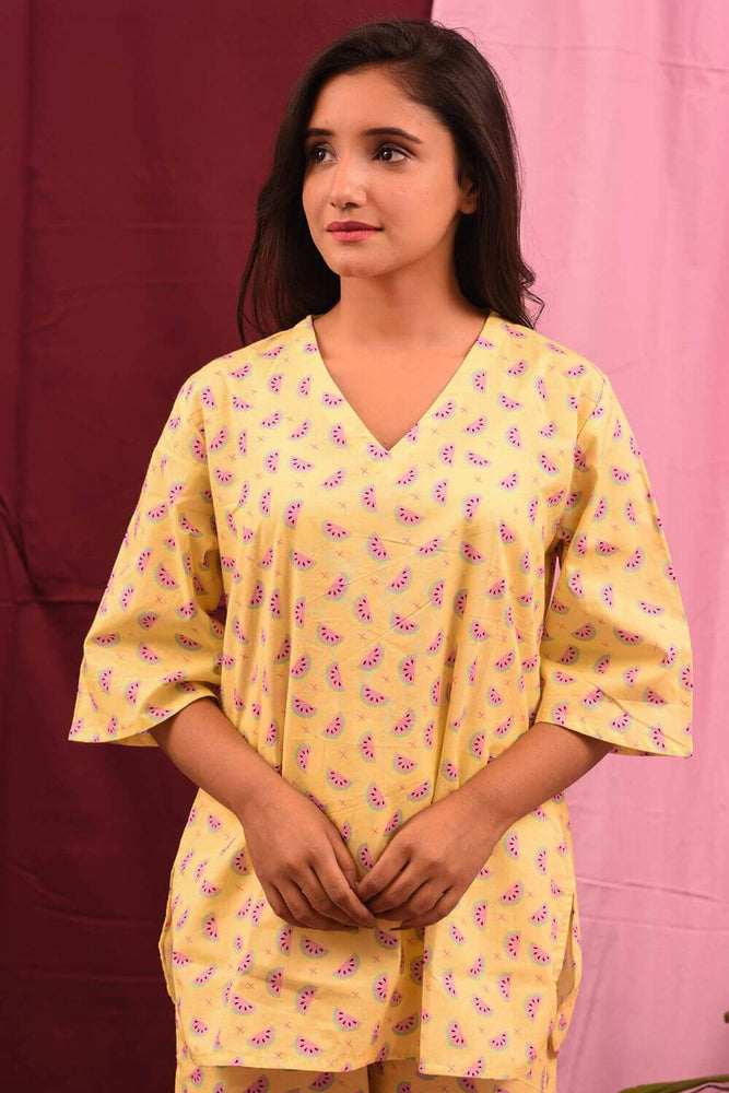 Load image into Gallery viewer, MELON BAR V NECK LOUNGE-WEAR SET