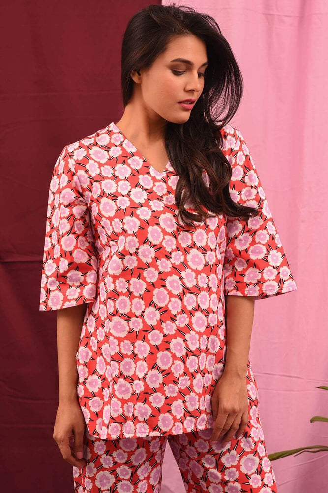 Load image into Gallery viewer, FOREVER FLORAL V NECK LOUNGE-WEAR SET