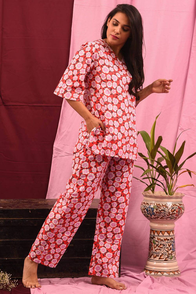 Load image into Gallery viewer, FOREVER FLORAL V NECK LOUNGE-WEAR SET