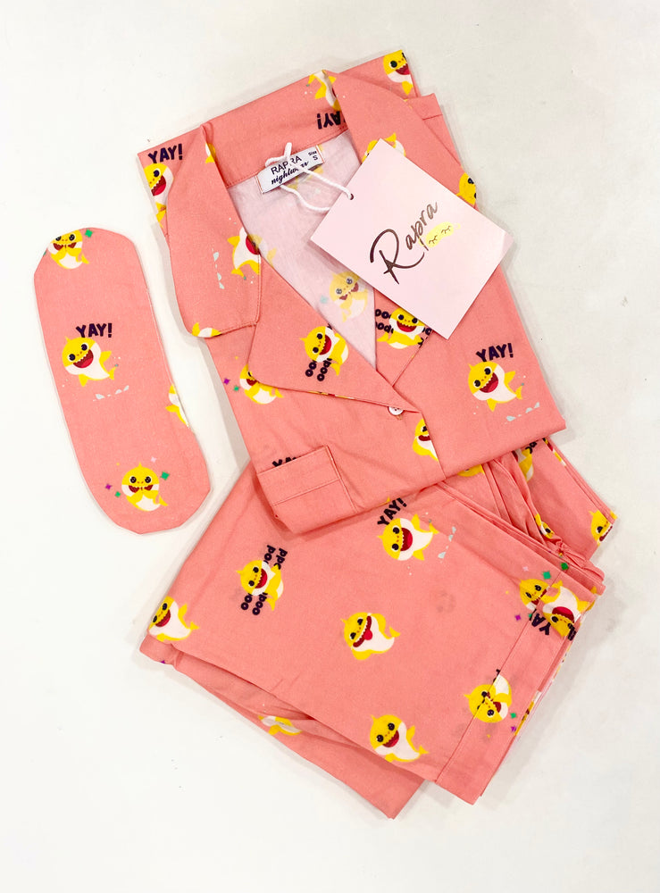 Load image into Gallery viewer, BABY SHARK ORANGE - TWINNING PAJAMA SET