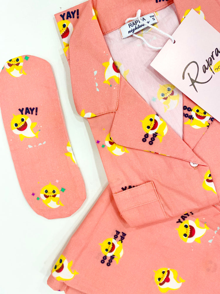 Load image into Gallery viewer, BABY SHARK ORANGE - TWINNING PAJAMA SET