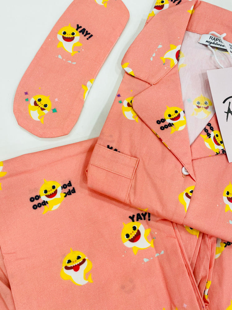 Load image into Gallery viewer, BABY SHARK ORANGE - TWINNING PAJAMA SET