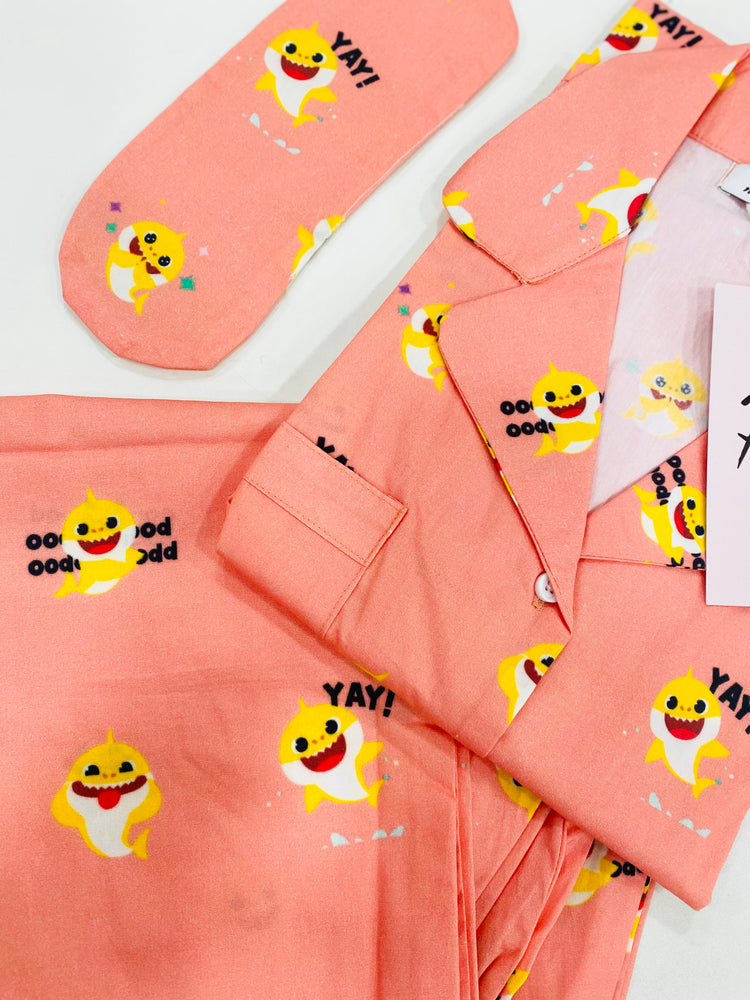 Load image into Gallery viewer, BABY SHARK ORANGE - TWINNING PAJAMA SET