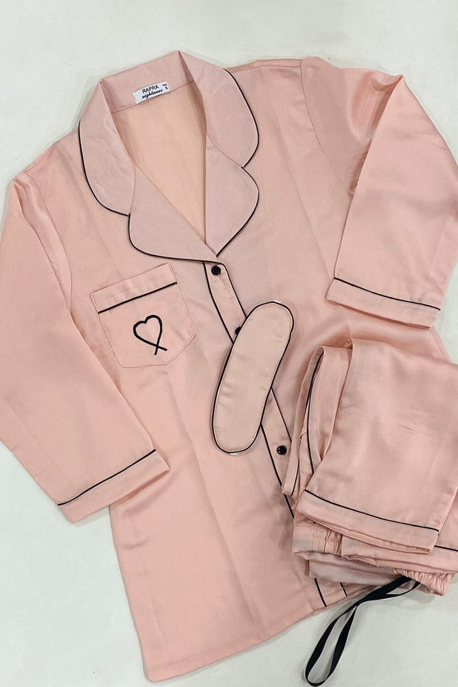 Load image into Gallery viewer, Soft Pink- Heart Satin Notched Collar