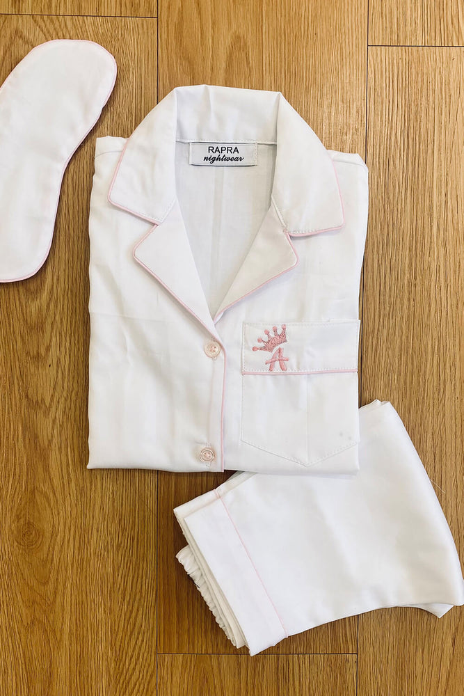 Load image into Gallery viewer, CUSTOMISED WHITE CROWN - TWINNING PAJAMA SET
