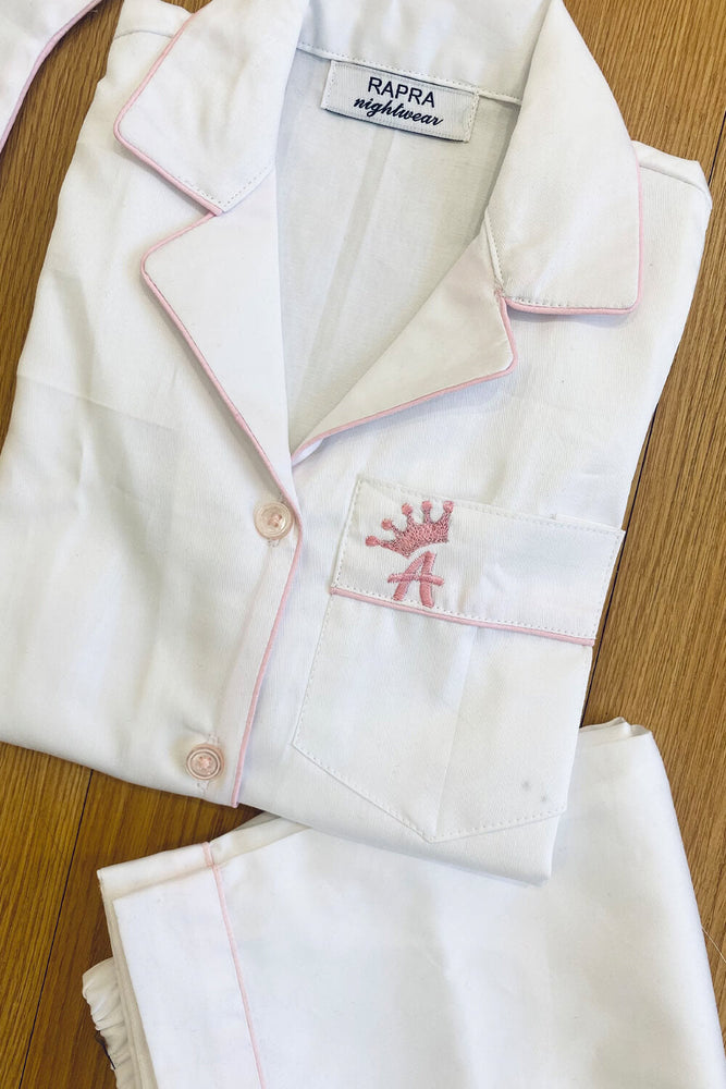 Load image into Gallery viewer, CUSTOMISED WHITE CROWN - TWINNING PAJAMA SET