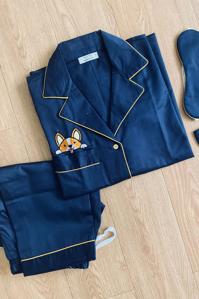 Load image into Gallery viewer, PEEK-A-BOO - NAVY BLUE -TWINNING PAJAMA SET