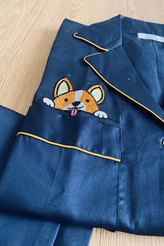 Load image into Gallery viewer, PEEK-A-BOO - NAVY BLUE -TWINNING PAJAMA SET