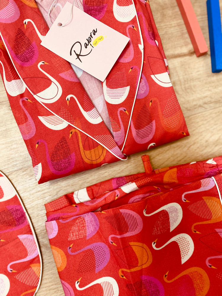 Load image into Gallery viewer, SWAN IN RED - TWINNING PAJAMA SET