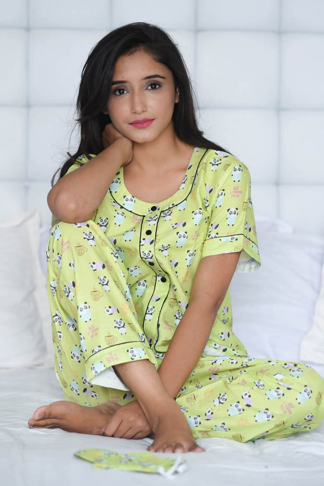 Load image into Gallery viewer, NOT A MORNING PANDA - TWINNING PAJAMA SET
