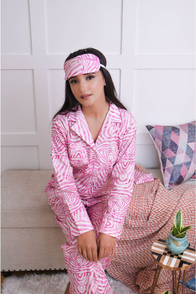 Load image into Gallery viewer, FOREVER PINK ABSTRACT - TWINNING PAJAMA SET
